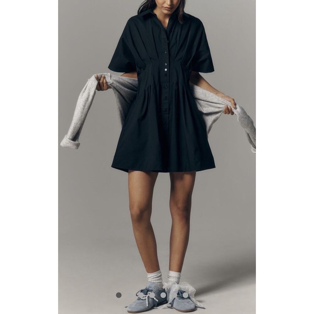 The Tobie Mini Shirt Dress by Exquise Pleats at waist Size M -Anthropologie